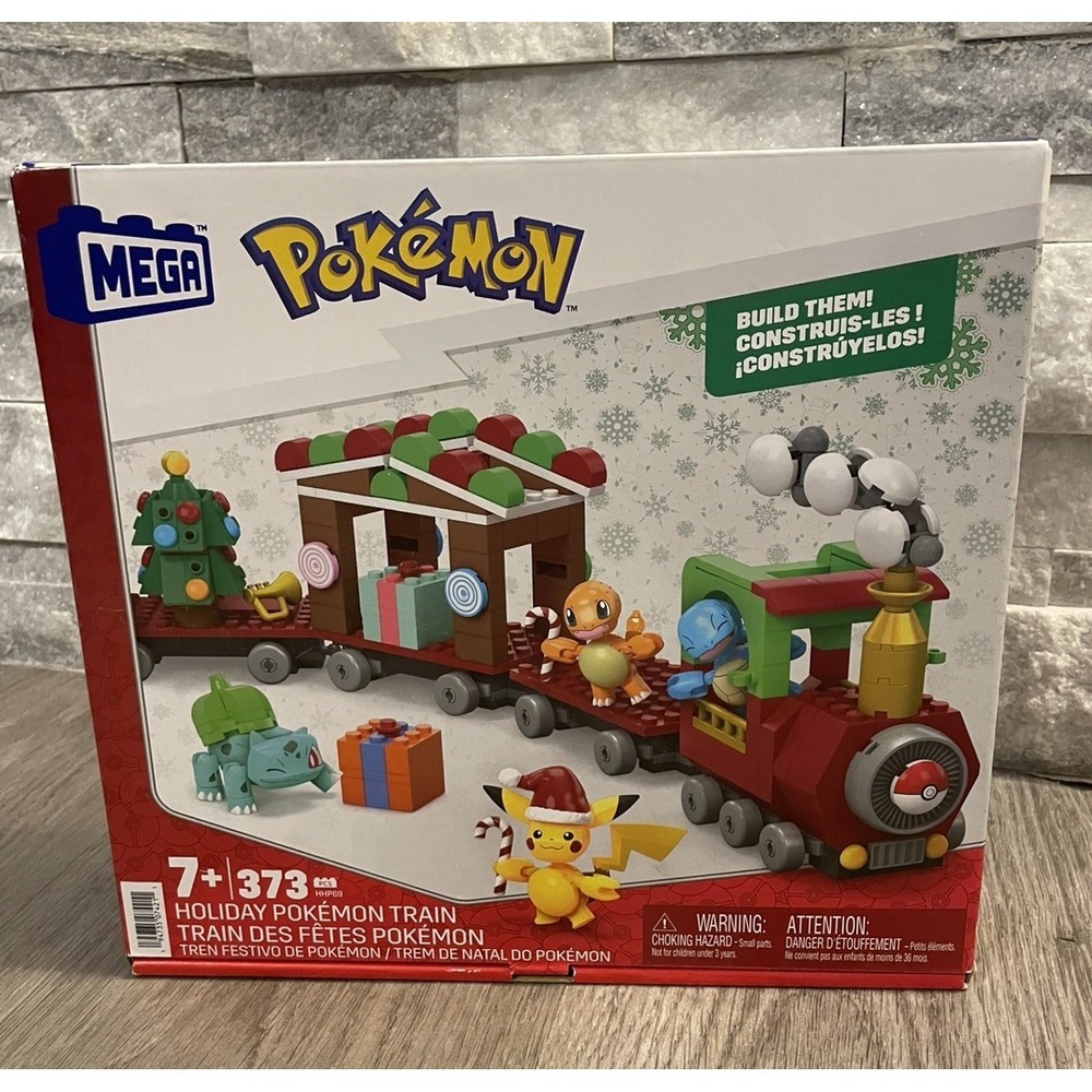NIB Mega Pokemon Holiday Train Building Set - 4 Buildable Pokemon & Train 373 Pc